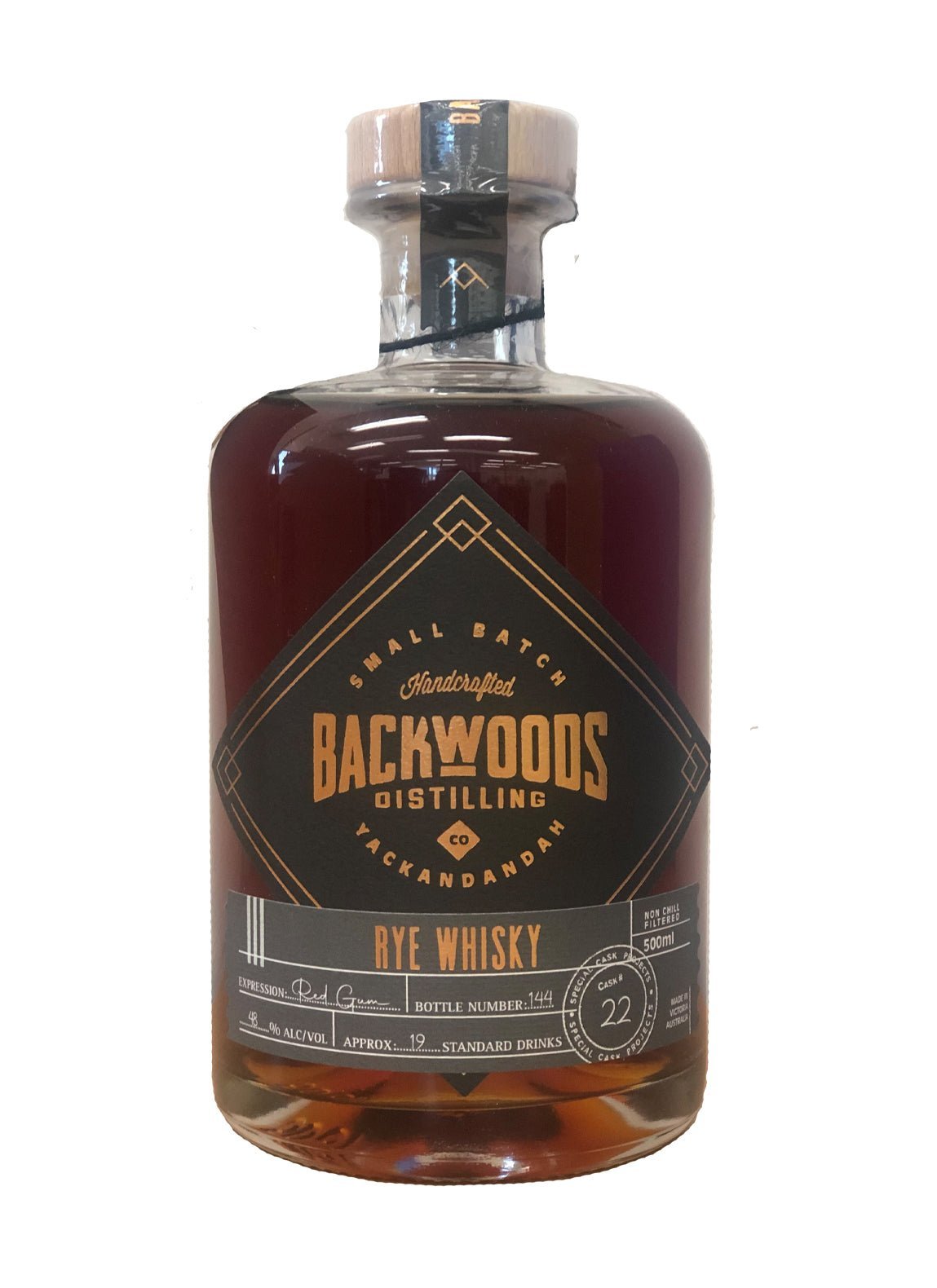 Backwoods Rye Whisky Red Gum cask 46% 500ml | | Shop online at Spirits of France