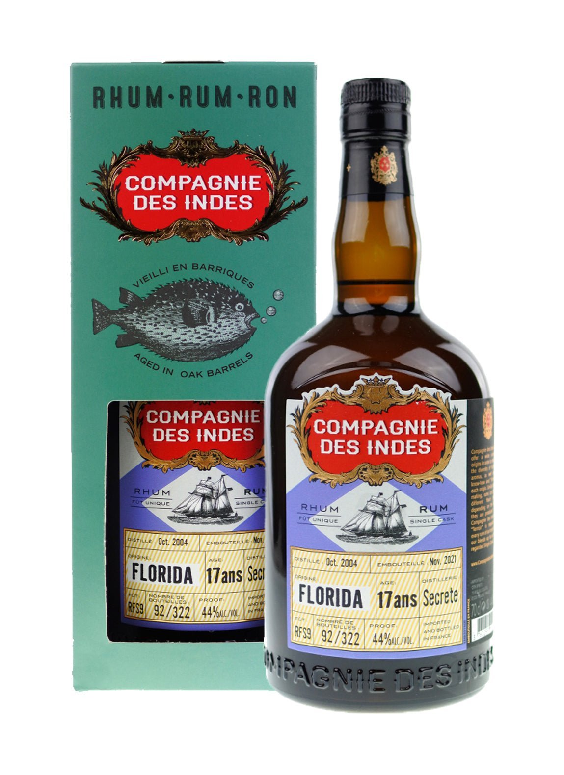 Compagnie des Indes Rum 17 years Florida 44% 700ml | | Shop online at Spirits of France