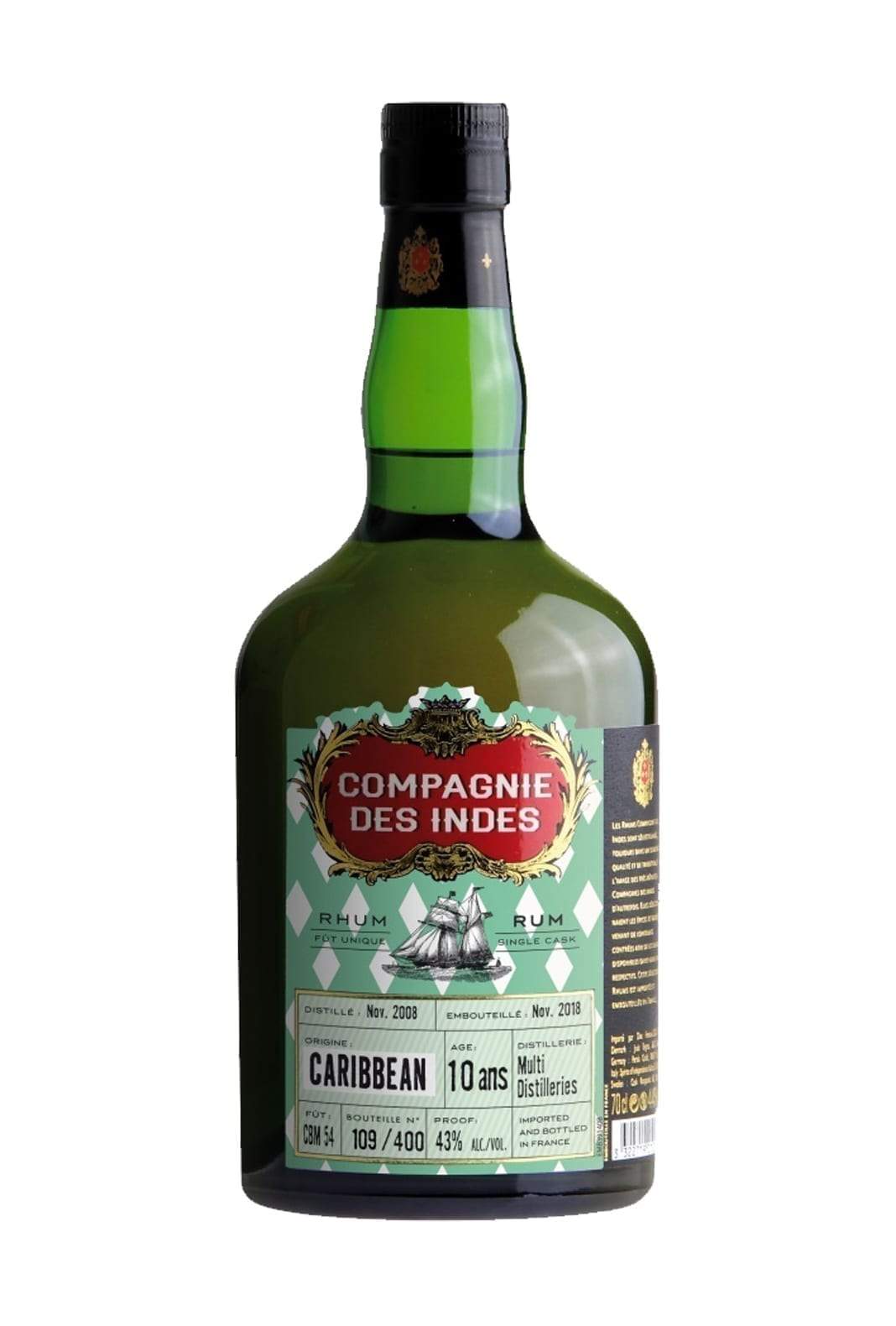 Compagnie des Indes Rum Caribbean 10 years 43% 700ml | Rum | Shop online at Spirits of France