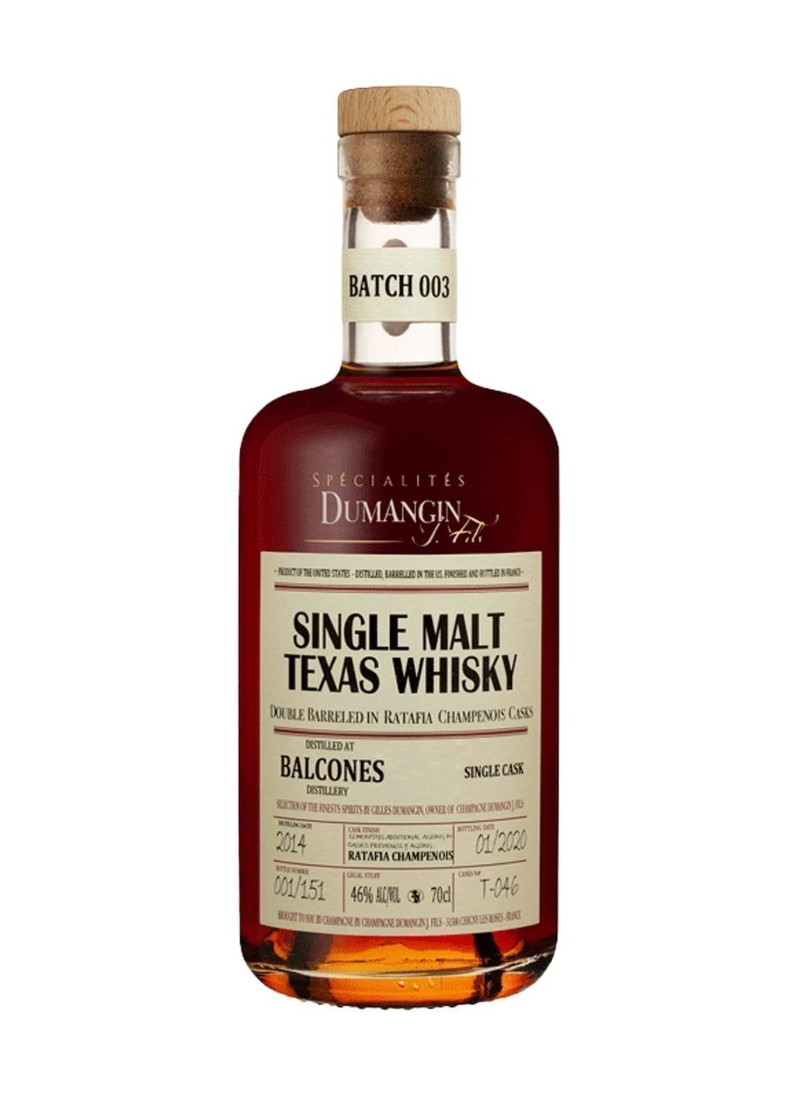 Dumangin Batch 003 Single Malt Texas Whisky 46% 700ml | Whiskey | Shop online at Spirits of France