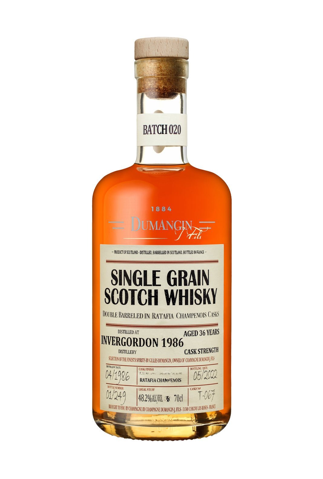 Dumangin Whisky Batch 020 Invergordon 1986 Single Grain 48.2% 700ml | Whiskey | Shop online at Spirits of France