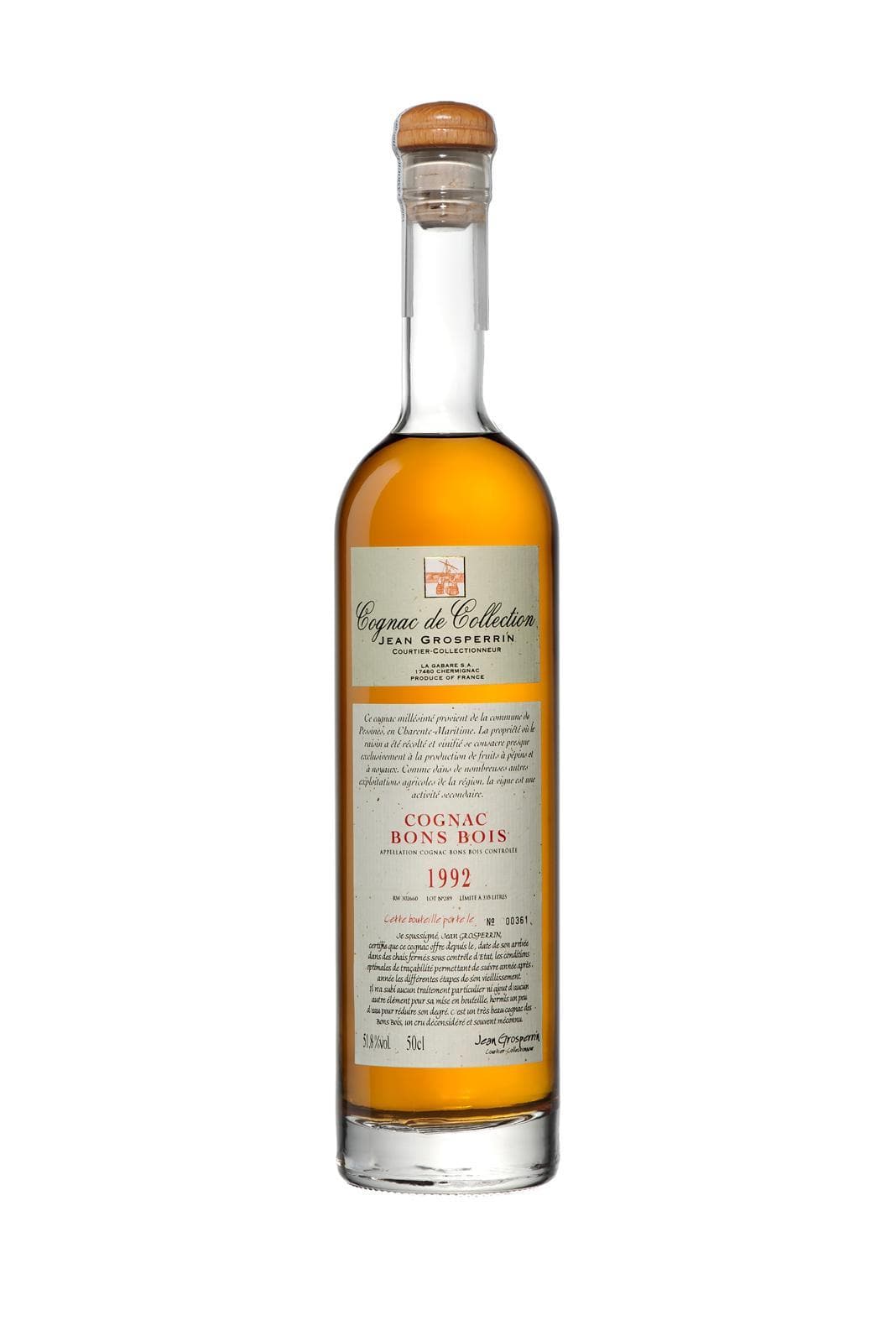 Grosperrin 'Cognac De Collection' 1992 Bons Bois 52% 500ml | Brandy | Shop online at Spirits of France