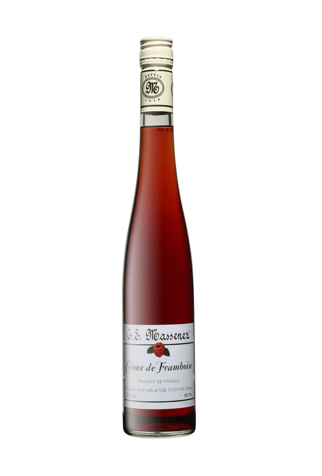Massenez Liqueur Creme de Framboise (Raspberry) 20% 500ml | Liqueurs | Shop online at Spirits of France