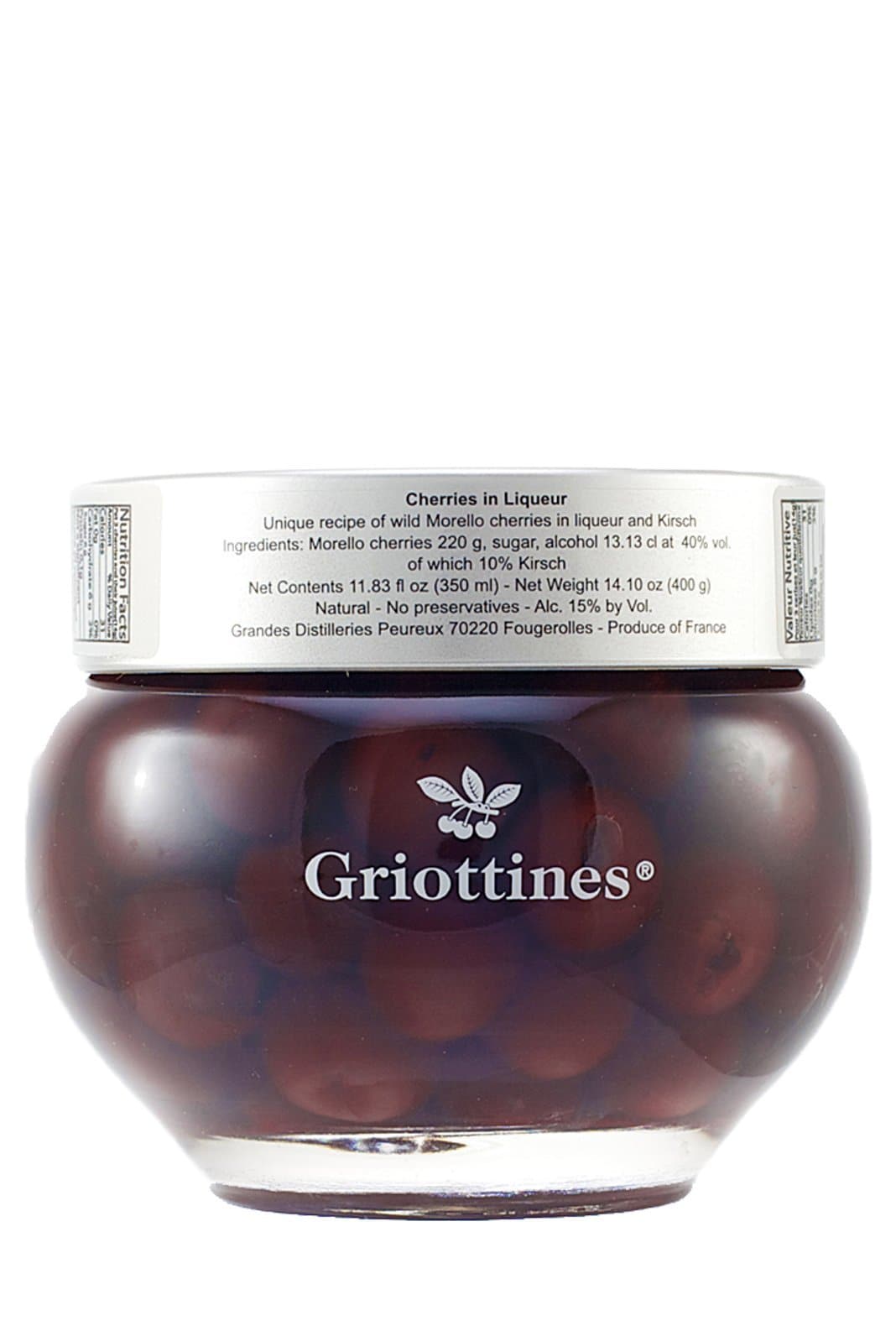 Peureux Griottines Jar (Sour cherries de-stoned in liqueur and kirsch) 15% 350ml | Liquor & Spirits | Shop online at Spirits of France
