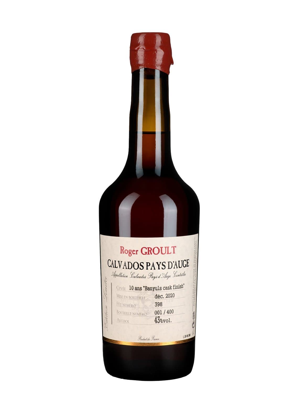 Roger Groult Calvados 10 years Banyuls Cask Finish Pays D'Auge 43% 500ml | Brandy | Shop online at Spirits of France
