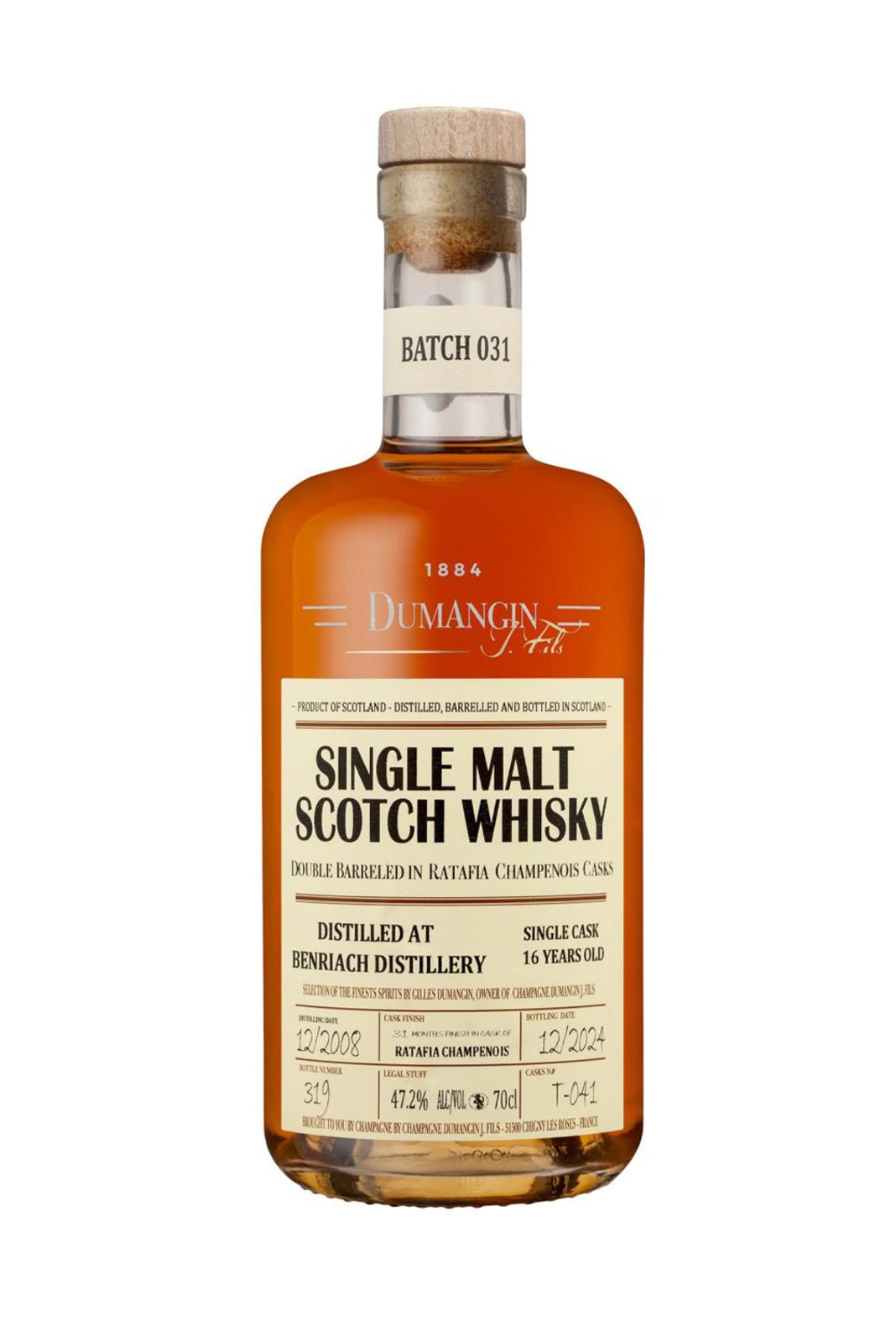 Dumangin 031 Single Malt Scotch Whisky Benriach 47.2% 700ml | Whisky | Shop online at Spirits of France