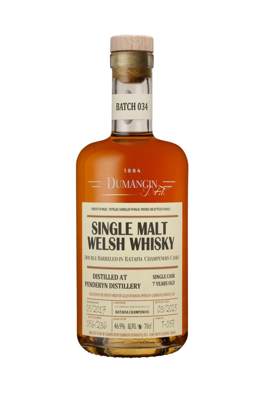 Dumangin 034 Single Malt Welsh Whisky Penderyn Cask 46.9% 700ml | Whisky | Shop online at Spirits of France