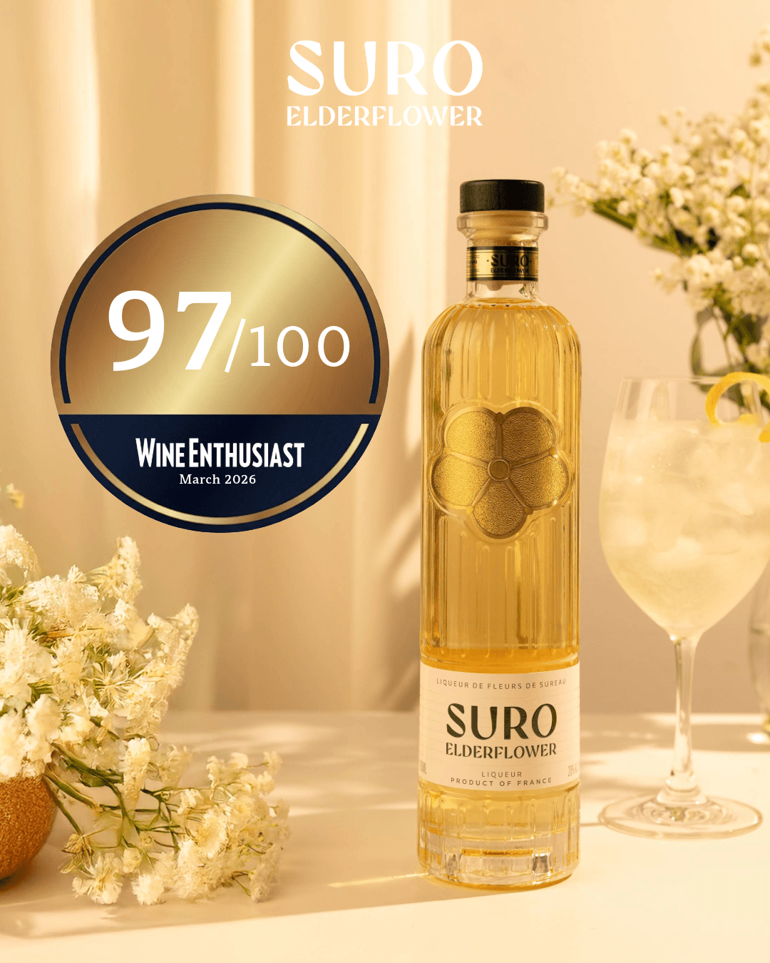 Gabriel Boudier Suro Elderflower Liqueur 20% 700ml | Liqueurs | Shop online at Spirits of France