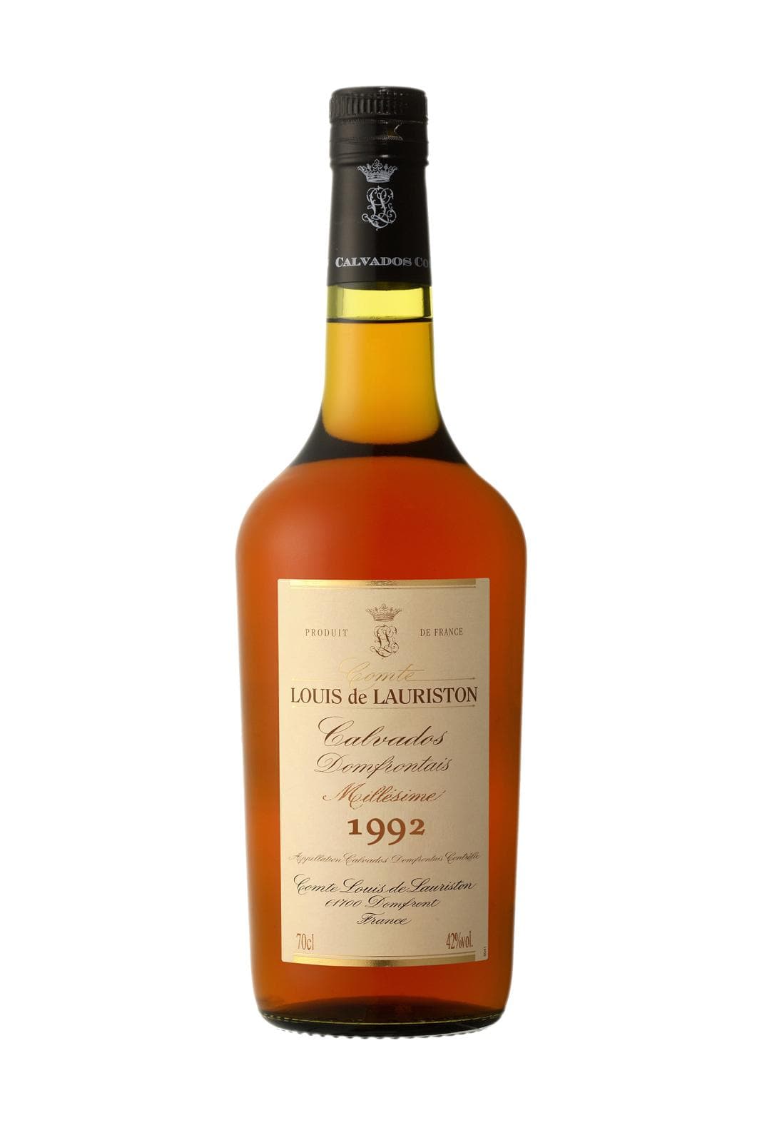 Comte Louis de Lauriston Calvados Domfrontais 1992 42% 700ml | Brandy | Shop online at Spirits of France