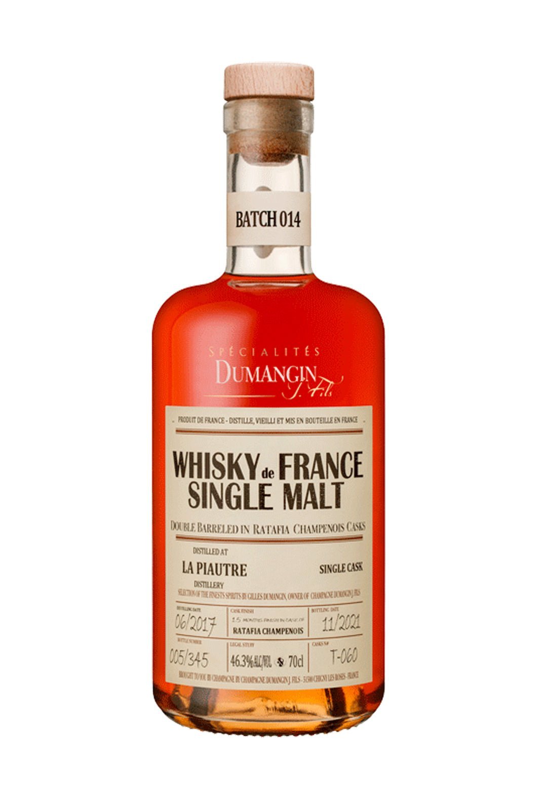 Dumangin Batch 014 La Piautre (France) 2017 Single Malt Whisky 46.3% 700ml | Whiskey | Shop online at Spirits of France