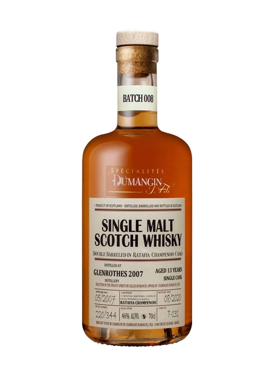 Dumangin Single Malt Scotch Whisky Glenrothes 2007 Batch 008 46% 700ml | Whiskey | Shop online at Spirits of France