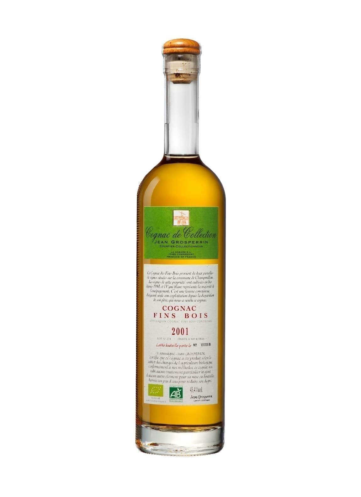 Grosperrin 'Cognac De Collection' 2001 Orange aged 10 years, Fins Bois 43% 500ml | Brandy | Shop online at Spirits of France