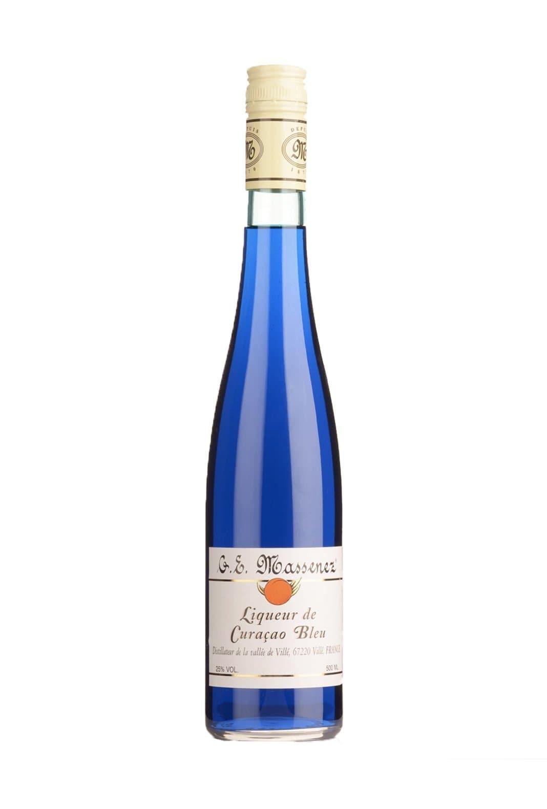 Massenez Liqueur Blue Curacao 25% 500ml | Liqueurs | Shop online at Spirits of France