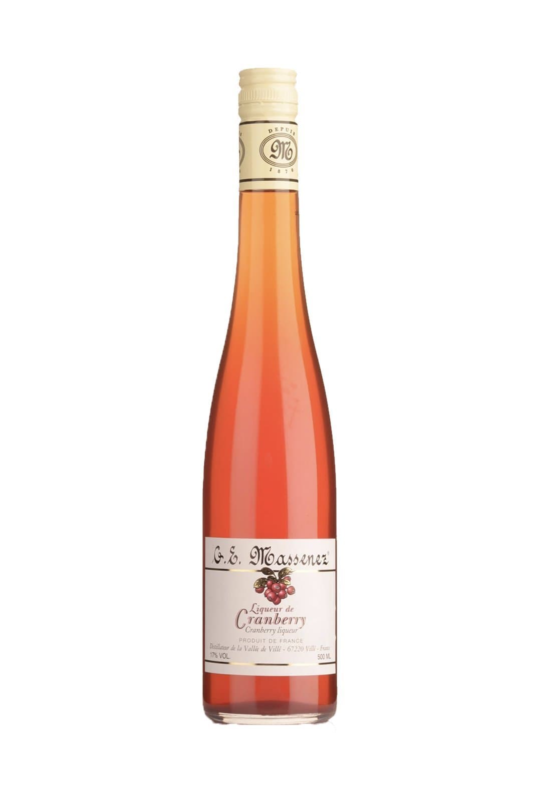 Massenez Liqueur de Cranberry 17% 500ml | Liqueurs | Shop online at Spirits of France