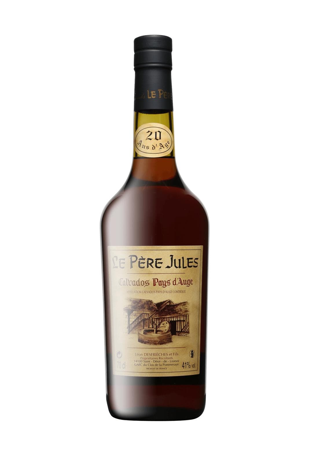 Pere Jules Calvados Pays d'Auge 20 years+ 41% 700ml | Brandy | Shop online at Spirits of France