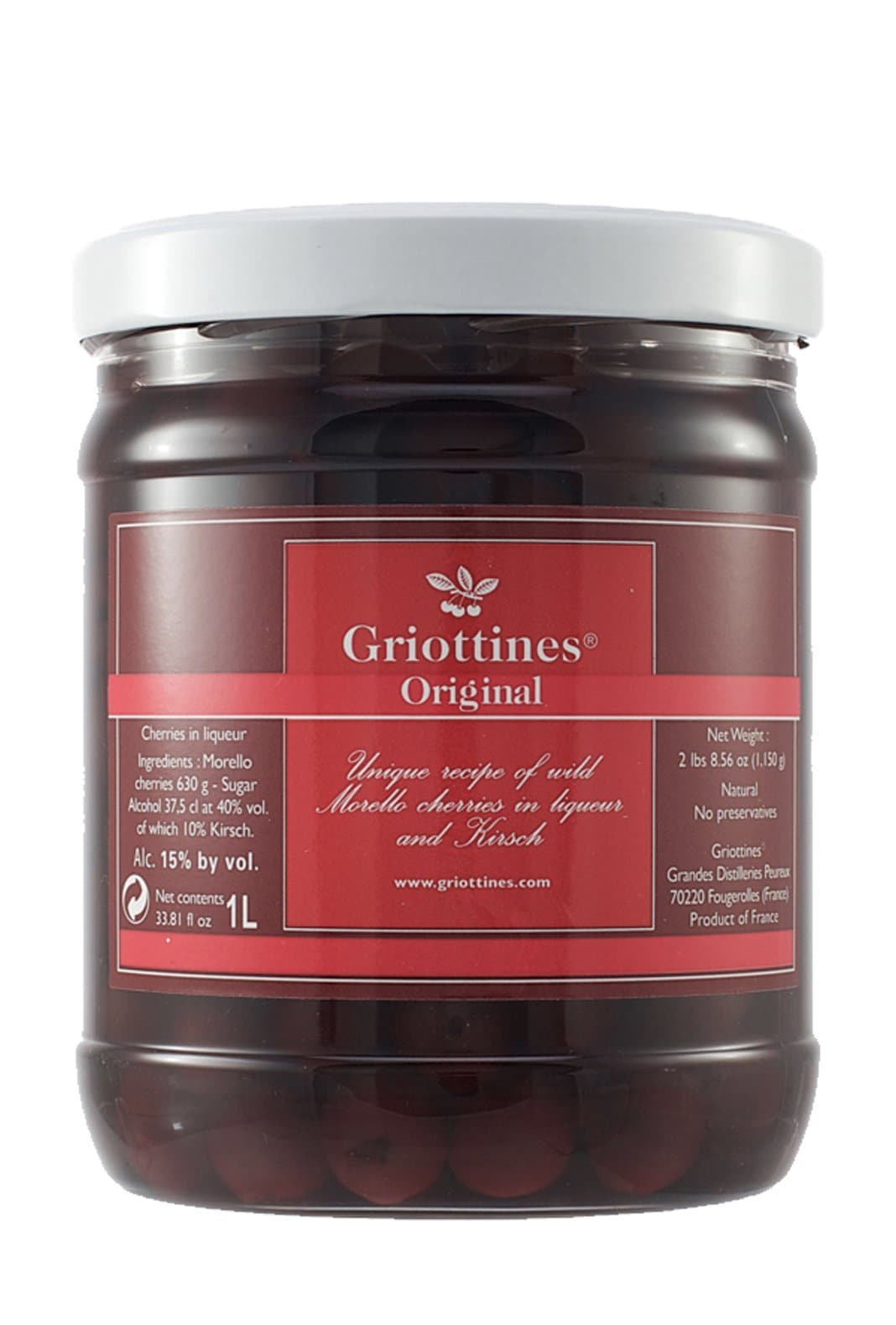 Peureux Griottines Jar (Sour cherries de-stoned in liqueur and kirsch) 15% 1000ml | Liquor & Spirits | Shop online at Spirits of France