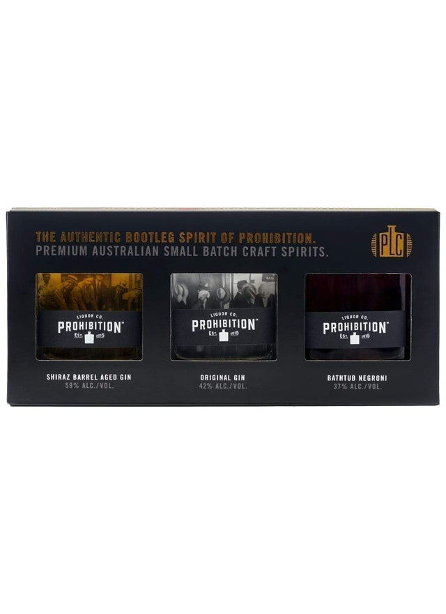 Prohibition Trio (Original, Negroni & Shiraz) 3x 100ml | Gin | Shop online at Spirits of France